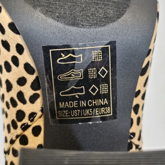 Qupid Cheetah Print 4in Chunky Heeled Pull On Ankle Boots Black Brown Size 7 - Picture 8 of 8